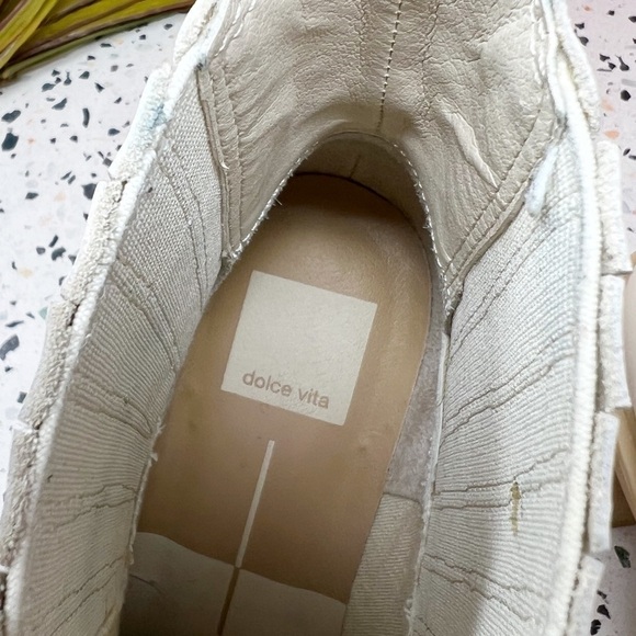 Dolce Vita Caster Ivory Lug Sole Midi Block Heel Women’s Leather Boots Sz 8.5 - Picture 9 of 12